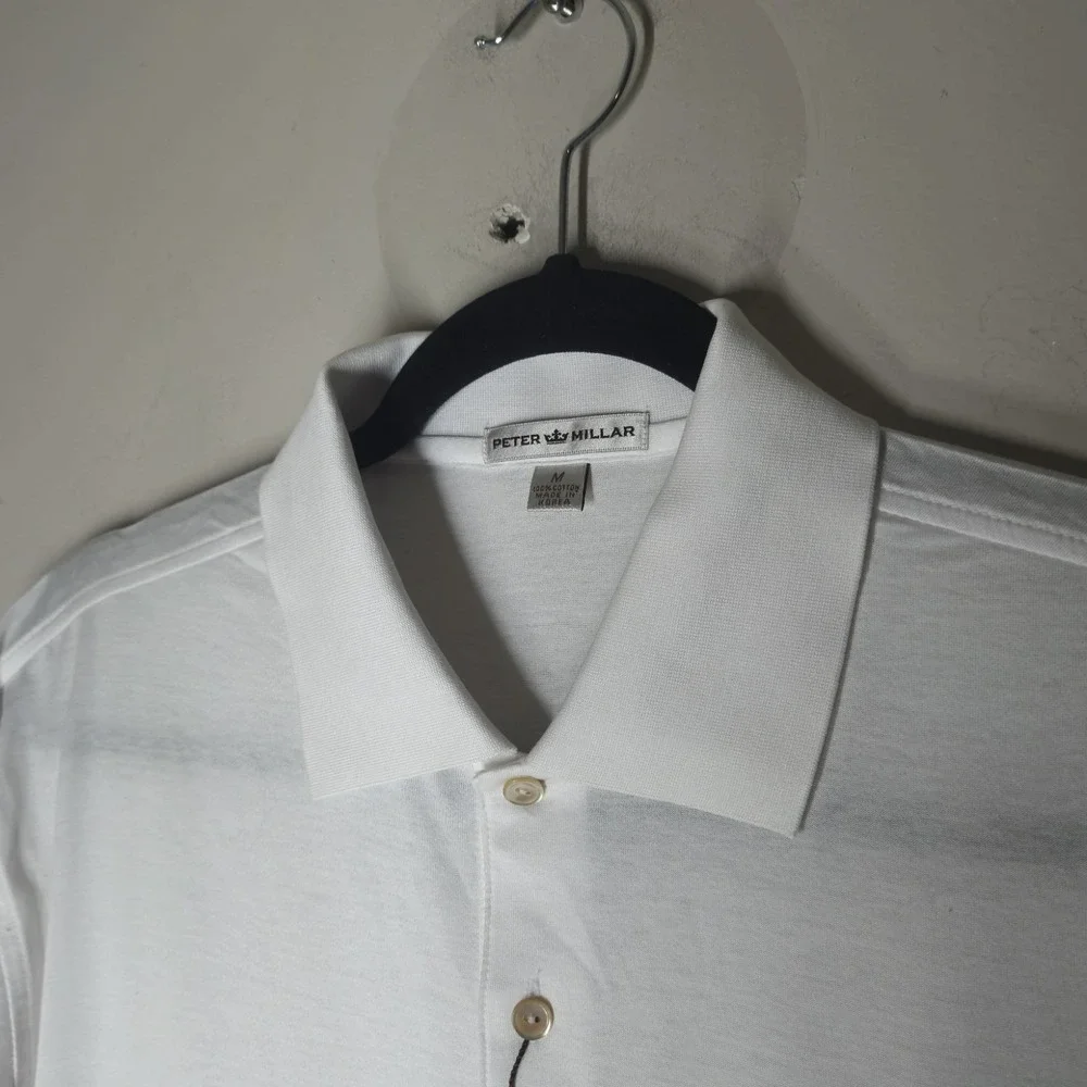 NWT Peter Millar Polo Shirt Mens Medium White Just Ford Kids Golf Sporty Preppy - Picture 2 of 6